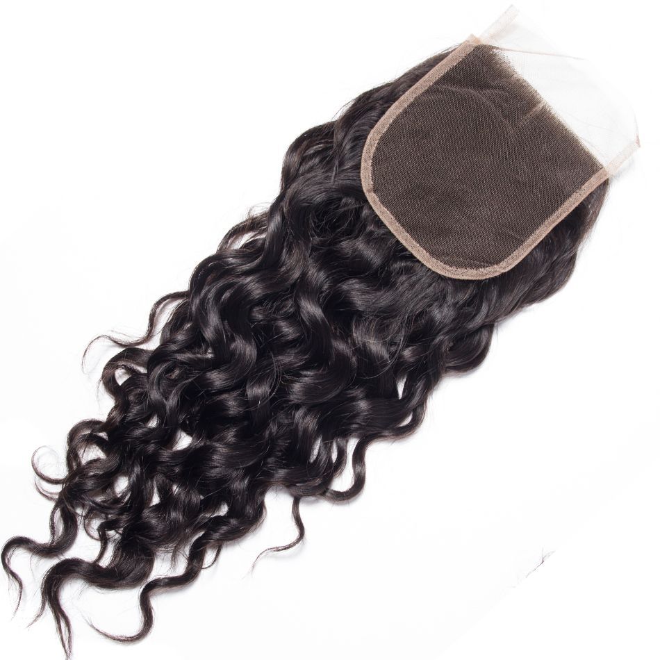 4*4 Water Wave Human Hair Lace Closure