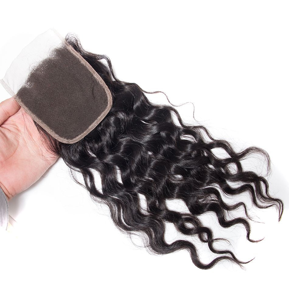 4*4 Water Wave Human Hair Lace Closure